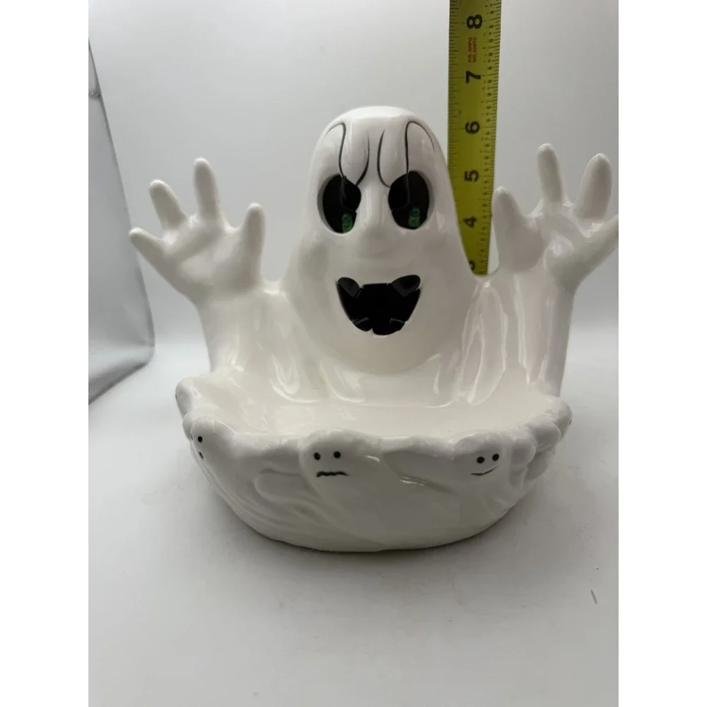 Vintage NCS 1993 Halloween Ghost Ceramic Light Up Figurine Box Tested Works